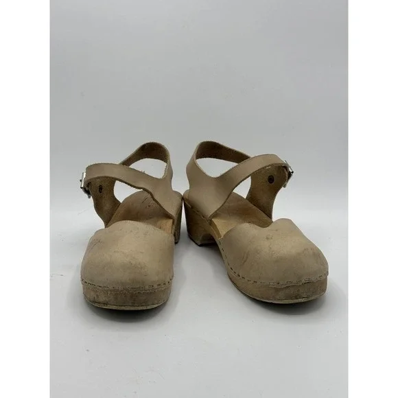 Lotta's Clogs Womens Size 36 Tan Leather Close Toe Slip On Boho Cottage Core New - Picture 3 of 14